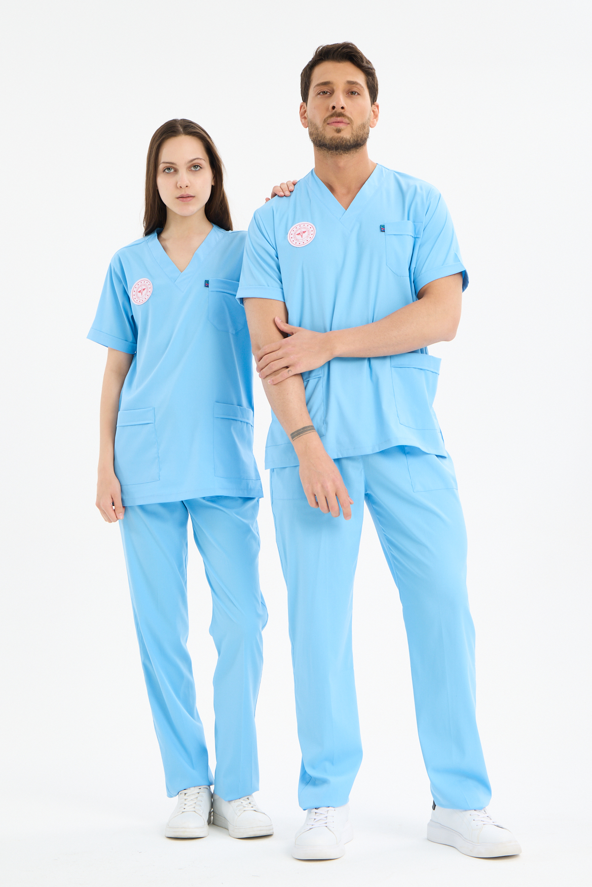 Unisex Likralı Açık Mavi Renk Hastane Takımı