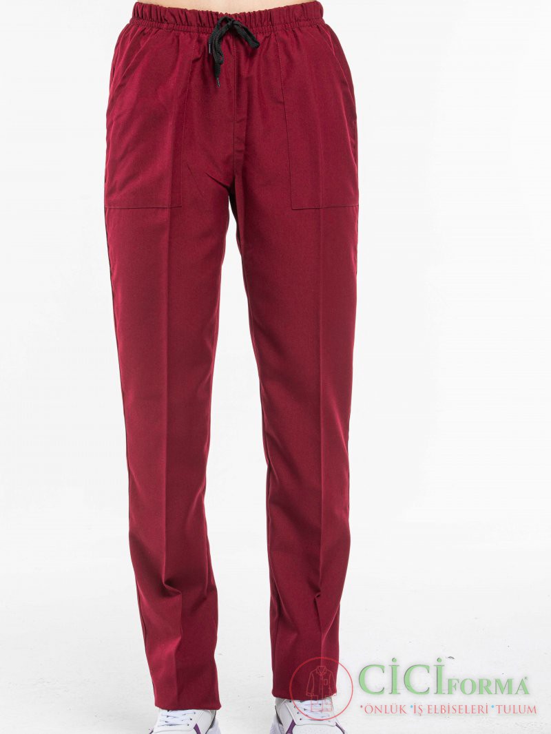 Tek Alt Bordo Pantolon