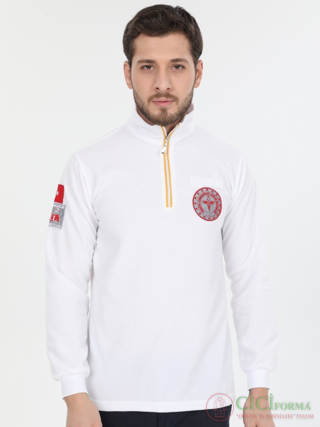 112 Acil Polar Yarım Fermuarlı Beyaz